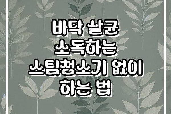 바닥 살균 소독하는 스팀청소기 없이 하는 법
