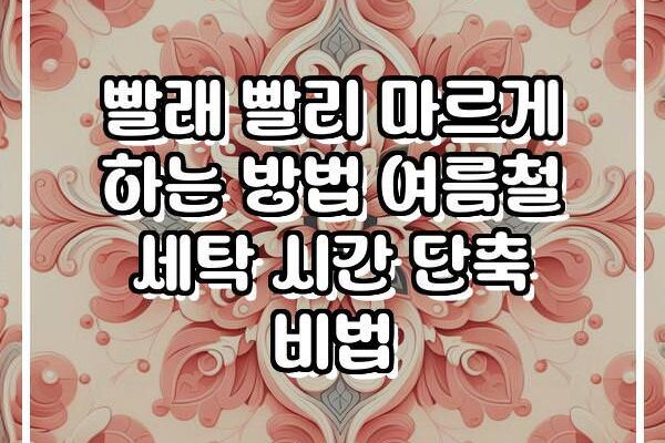 빨래 빨리 마르게 하는 방법 여름철 세탁 시간 단축 비법