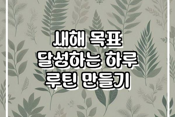 새해 목표 달성하는 하루 루틴 만들기