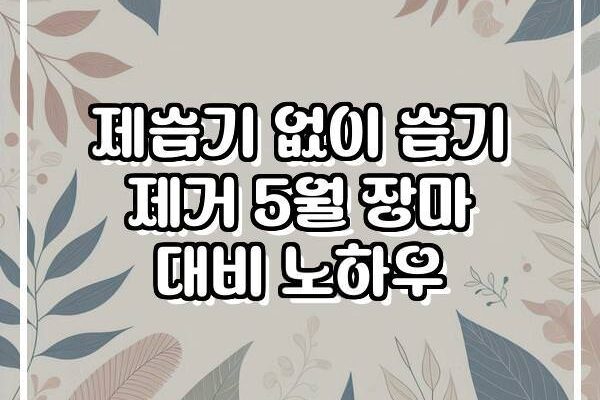 제습기 없이 습기 제거 5월 장마 대비 노하우