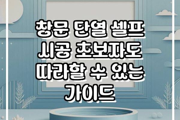 창문 단열 셀프 시공 초보자도 따라할 수 있는 가이드